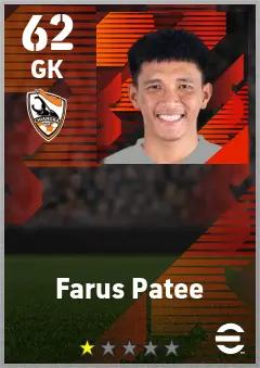 Farus Patee eFootball 2026 player card — 62 OVR GK
