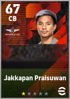Jakkapan Praisuwan eFootball 2026 player card — 67 OVR CB