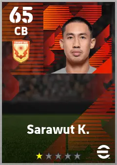 Sarawut K. eFootball 2026 player card — 65 OVR CB