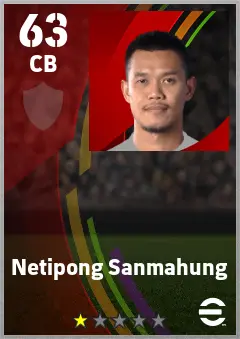 Netipong Sanmahung eFootball 2026 player card — 63 OVR CB