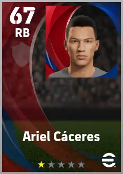 Ariel Caceres eFootball 2026 player card — 67 OVR RB
