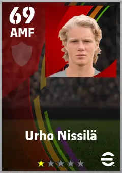 Urho Nissila eFootball 2026 player card — 69 OVR AMF