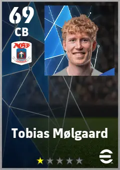Tobias Molgaard eFootball 2026 player card — 69 OVR CB