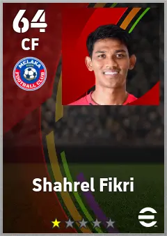 Shahrel Fikri eFootball 2026 player card — 64 OVR CF