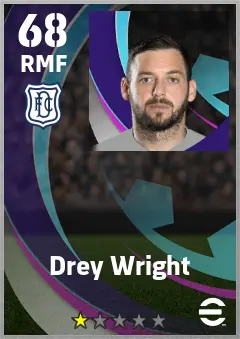 Drey Wright eFootball 2026 player card — 68 OVR RMF
