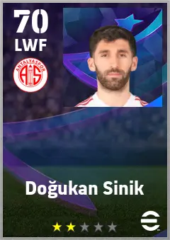 Dogukan Sinik eFootball 2026 player card — 70 OVR LWF
