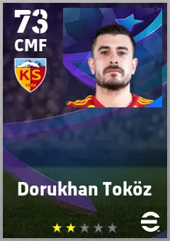 Dorukhan Tokoz eFootball 2026 player card — 73 OVR CMF