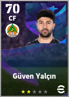 Guven Yalcin eFootball 2026 player card — 70 OVR CF