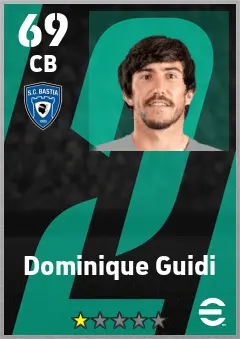 Dominique Guidi eFootball 2026 player card — 69 OVR CB