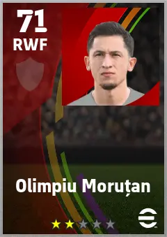 Olimpiu Morutan eFootball 2026 player card — 71 OVR RWF