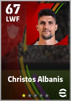 Christos Albanis eFootball 2026 player card — 67 OVR LWF