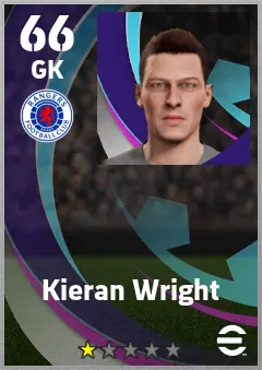 Kieran Wright eFootball 2026 player card — 66 OVR GK