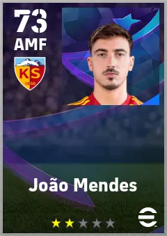 Joao Mendes eFootball 2026 player card — 73 OVR AMF