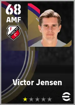 Victor Jensen eFootball 2026 player card — 68 OVR AMF