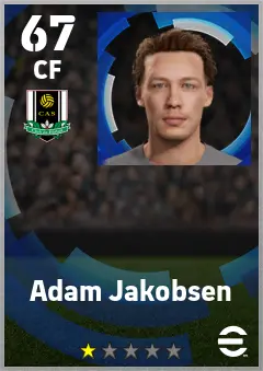 Adam Jakobsen eFootball 2026 player card — 67 OVR CF