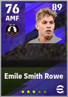 Emile Smith Rowe eFootball 2026 player card — 76 OVR AMF