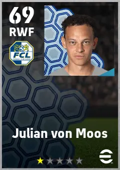 Julian von Moos eFootball 2026 player card — 69 OVR RWF