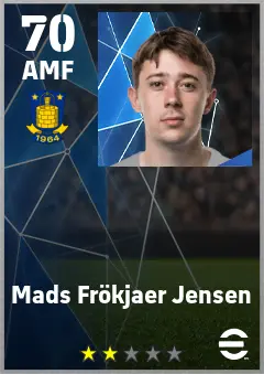 Mads Frokjaer Jensen eFootball 2026 player card — 70 OVR AMF