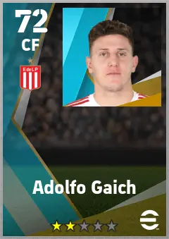 Adolfo Gaich eFootball 2026 player card — 72 OVR CF