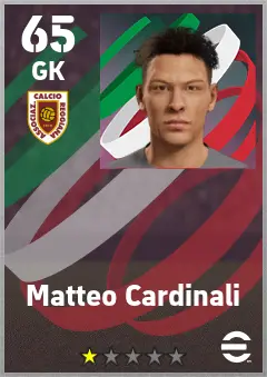 Matteo Cardinali eFootball 2026 player card — 65 OVR GK