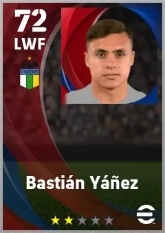 Bastian Yanez eFootball 2026 player card — 72 OVR LWF