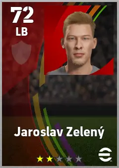 Jaroslav Zeleny eFootball 2026 player card — 72 OVR LB