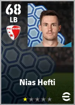 Nias Hefti eFootball 2026 player card — 68 OVR LB