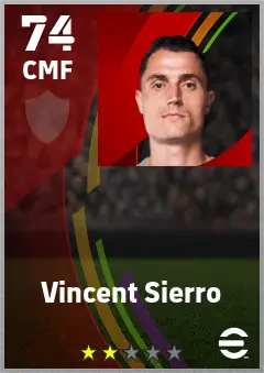 Vincent Sierro eFootball 2026 player card — 74 OVR CMF