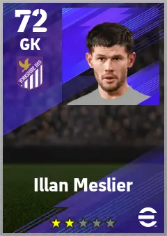 Illan Meslier eFootball 2026 player card — 72 OVR GK