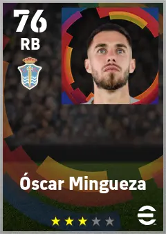 Oscar Mingueza eFootball 2026 player card — 76 OVR RB