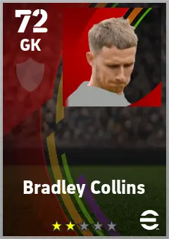 Bradley Collins eFootball 2026 player card — 72 OVR GK