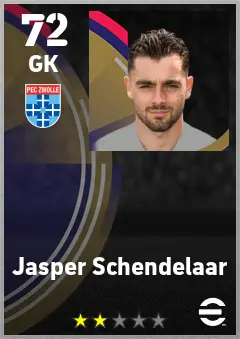 Jasper Schendelaar eFootball 2026 player card — 72 OVR GK