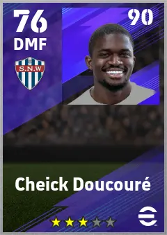 Cheick Doucoure eFootball 2026 player card — 76 OVR DMF