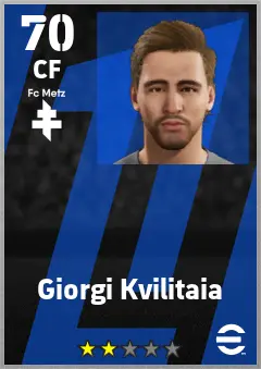 Giorgi Kvilitaia eFootball 2026 player card — 70 OVR CF