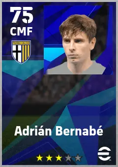 Adrian Bernabe eFootball 2026 player card — 75 OVR CMF