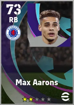 Max Aarons eFootball 2026 player card — 73 OVR RB