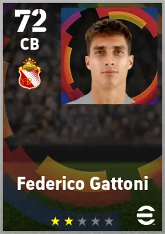 Federico Gattoni eFootball 2026 player card — 72 OVR CB