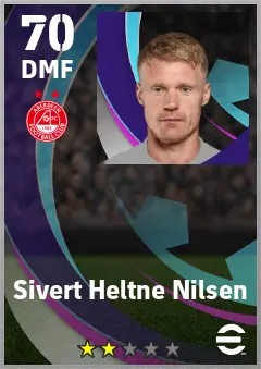 Sivert Heltne Nilsen eFootball 2026 player card — 70 OVR DMF