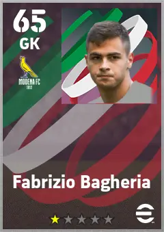 Fabrizio Bagheria eFootball 2026 player card — 65 OVR GK