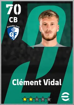 Clement Vidal eFootball 2026 player card — 70 OVR CB