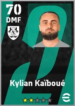 Kylian Kaiboue eFootball 2026 player card — 70 OVR DMF