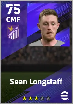 Sean Longstaff eFootball 2026 player card — 75 OVR CMF