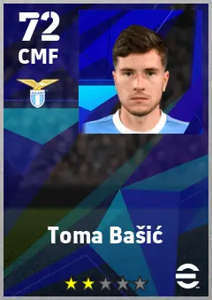 Toma Basic eFootball 2026 player card — 72 OVR CMF