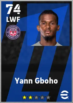 Yann Gboho eFootball 2026 player card — 74 OVR LWF