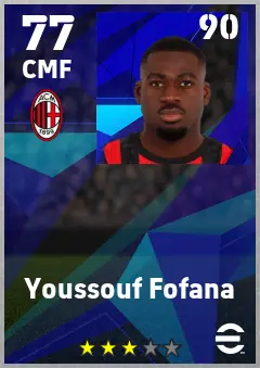 Youssouf Fofana eFootball 2026 player card — 77 OVR CMF