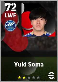 Yuki Soma eFootball 2026 player card — 72 OVR LWF