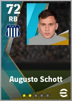 Augusto Schott eFootball 2026 player card — 72 OVR RB