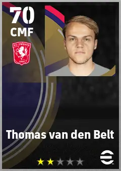 Thomas van den Belt eFootball 2026 player card — 70 OVR CMF