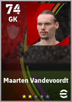 Maarten Vandevoordt eFootball 2026 player card — 74 OVR GK