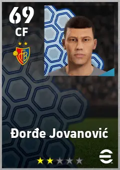 Dorde Jovanovic eFootball 2026 player card, 69 OVR CF